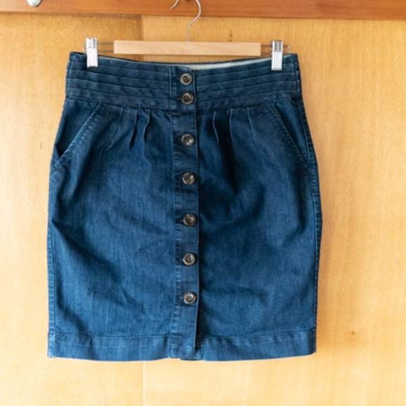 Anthropologie Dresses & Skirts - Anthro Pilcro & the Letterpress Mini Denim High Waist w. Pockets Skirt womens 6